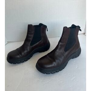 G.H. Bass Morette Leather Brown/Black Chelsea Ankle PullOn Lug Sole Boots Sz 7.5